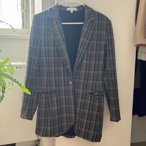 Long plaid blazer